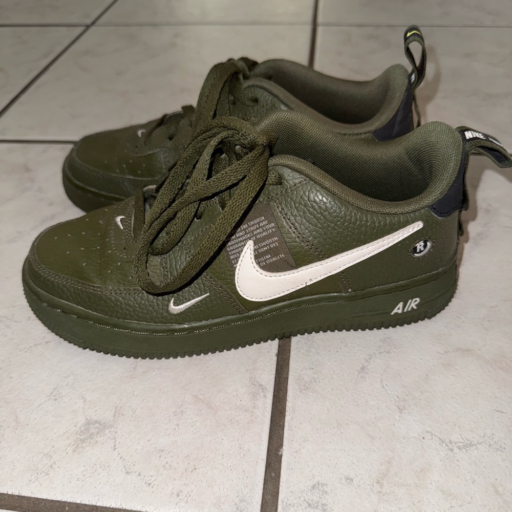 Nike Olive and White Low-Top Sneakers